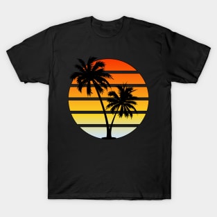 Orange sunset palm tree design T-Shirt